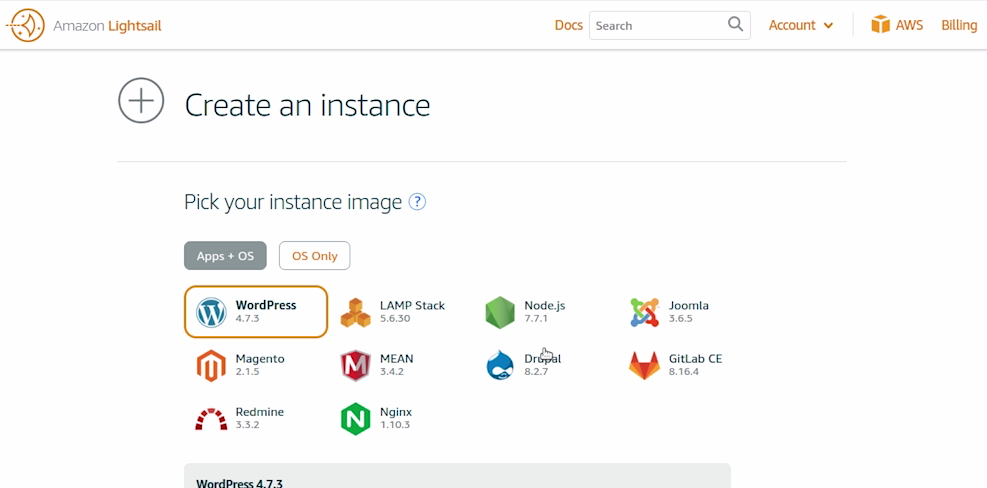 Imagen 1 en Lightseal, crear una instancia de WordPress